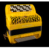 Scandalli Air II C  96 bass 4 voice C system yellow sparkle chromatic button accordion with double cassotto, musette tuned, with MIDI.